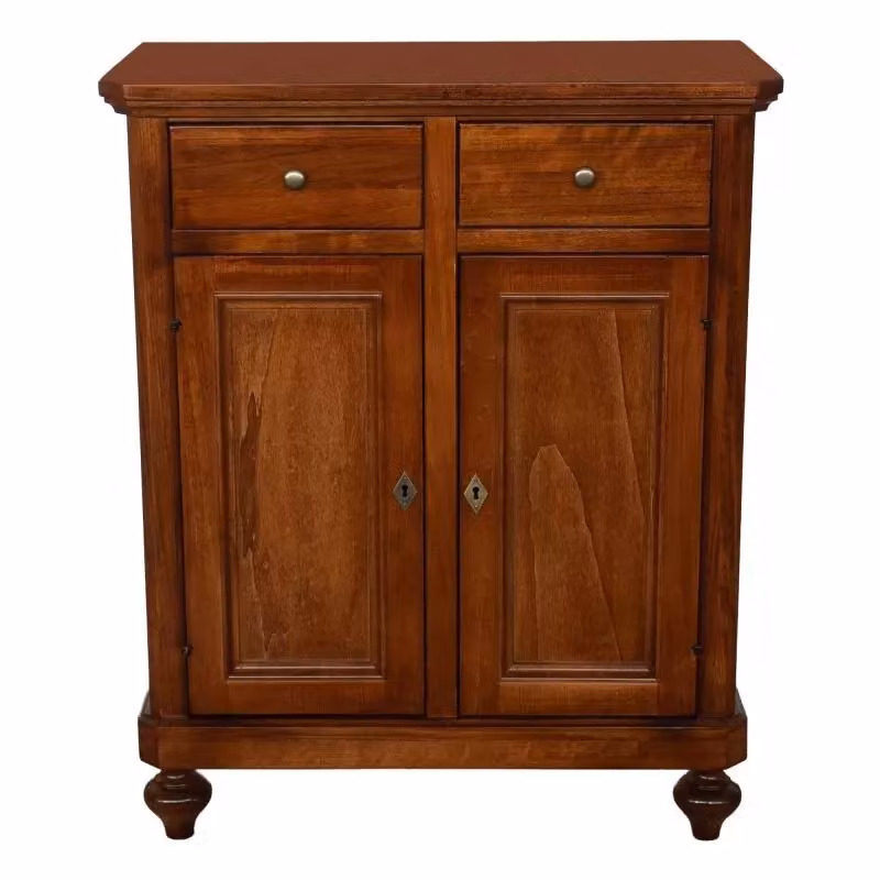 Credenza in stile arte povera con 2 ante in legno noce color marrone Mobili 2G L: 80 cm, P: 43 cm, H: 97 cm – 1