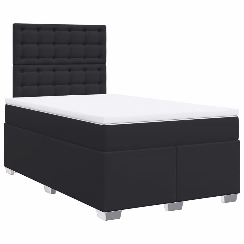 Giroletto a Molle con Materasso Nero 120x190 cm in Pelle finta