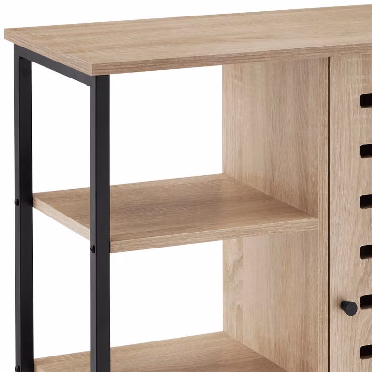 Credenza in stile industriale tectake in rovere e metallo, colore beige, L: 71 cm, P: 32 cm, H: 82 cm