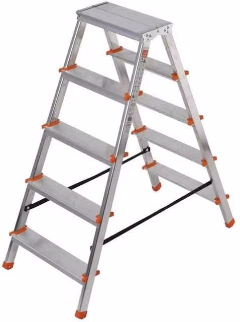 Scala a doppia salita in alluminio Stylo Gierre colore argento con 4 gradini