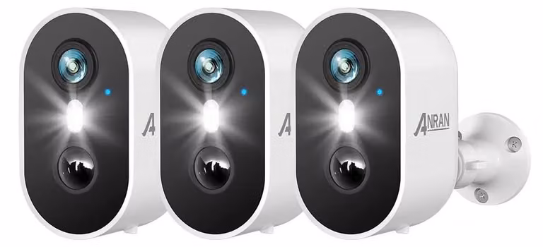 Telecamera di sorveglianza - Set da 2 con batteria ricaricabile e Wi-Fi - 3 MP 2K - 5200 mAh - Visione notturna a colori - Rilevamento delle persone - Audio bidirezionale - Bianco