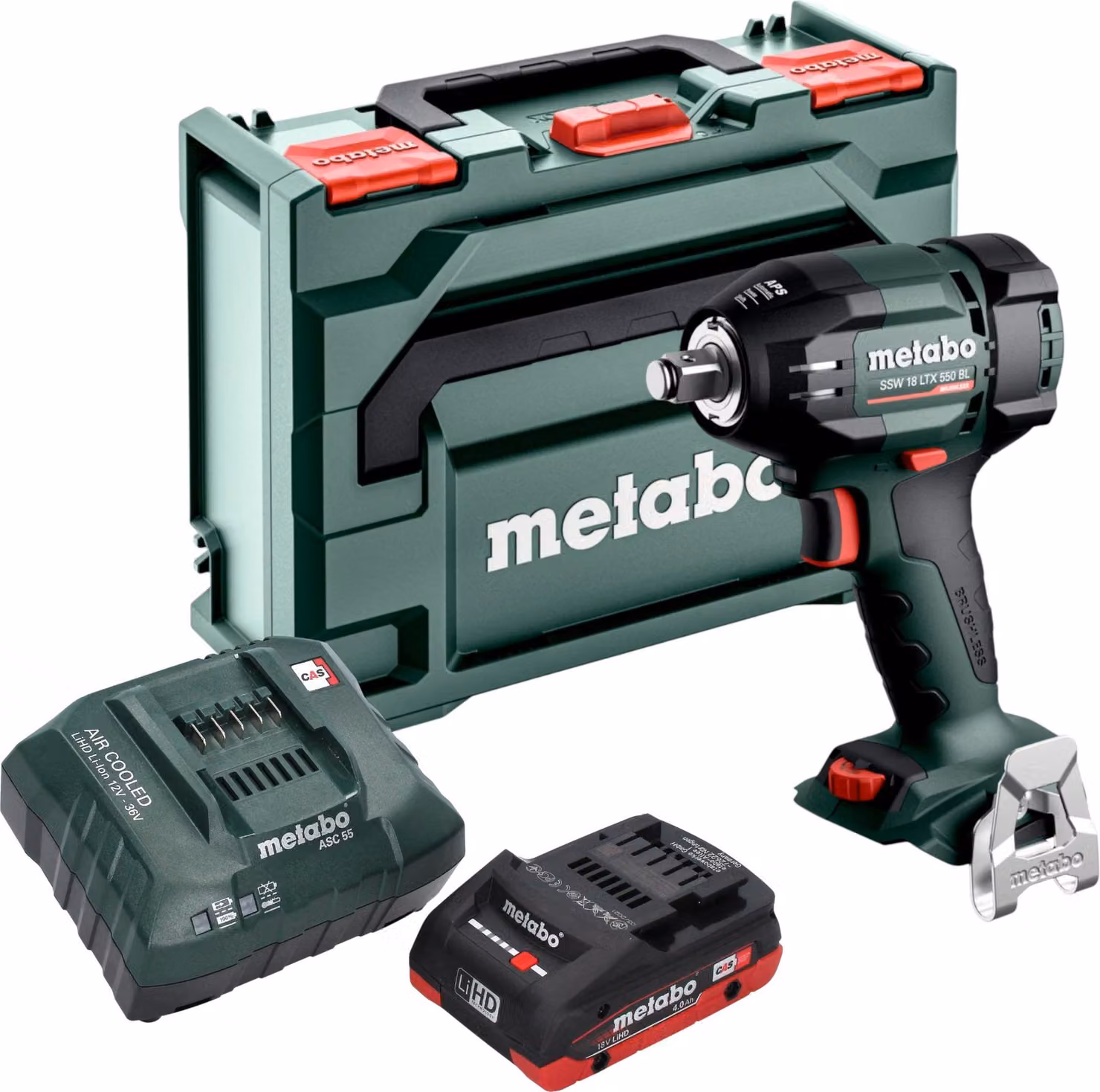 Avvitatore a impatto a batteria Metabo SSW 18 LTX 550 BL 18 V 550 Nm Brushless + 1x batteria LiHD 4,0 Ah + caricabatteria + metaBOX