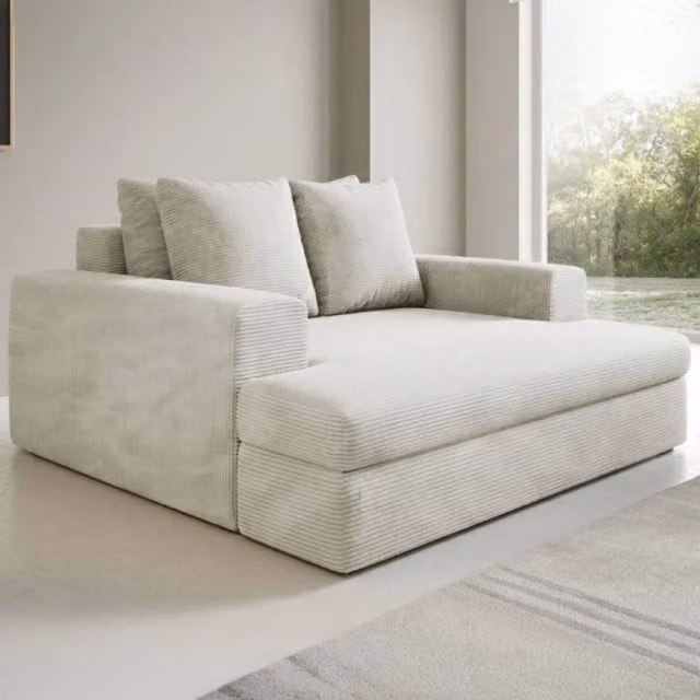 Divano Moderno DMORA a 2 Posti con Cuscini Sfoderabili e Struttura in Legno, Bianco, L: 162 cm, P: 167 cm, H: 86 cm – 1