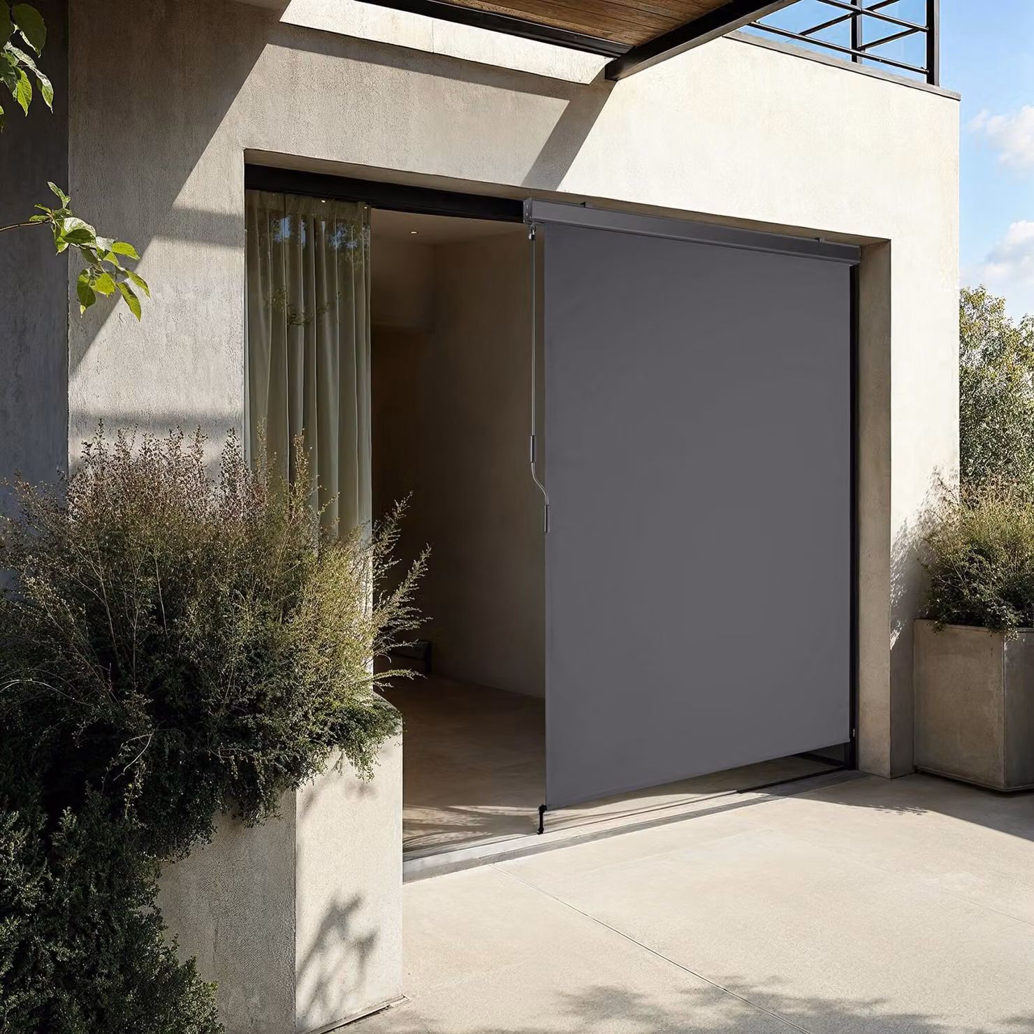 Tenda verticale tectake con manovella in poliestere e alluminio, grigio, L: 120 cm, H: 250 cm – 2
