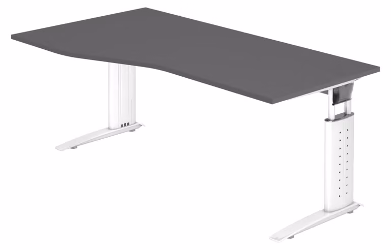 bümö Scrivania Serie-U - Decorazione: grafite, dimensioni: 180 x 100 cm, struttura: bianco