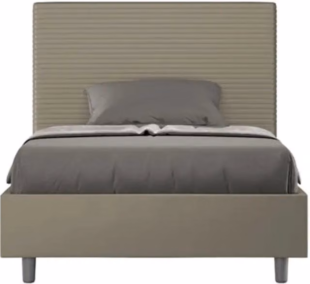 Letto singolo senza rete imbottito 100x200 similpelle cappuccino Focus