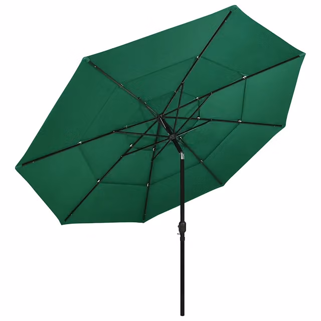 Ombrellone a 3 Livelli vidaXL Verde con Palo in Alluminio e Tessuto in Poliestere, Diametro: 3,5 m, Altezza: 2,6 m