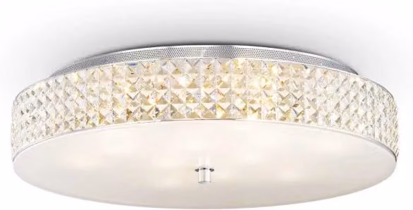 Lampada Da Soffitto Roma Pl12 Ideal-Lux in Metallo Cromato e Vetro Multicolore