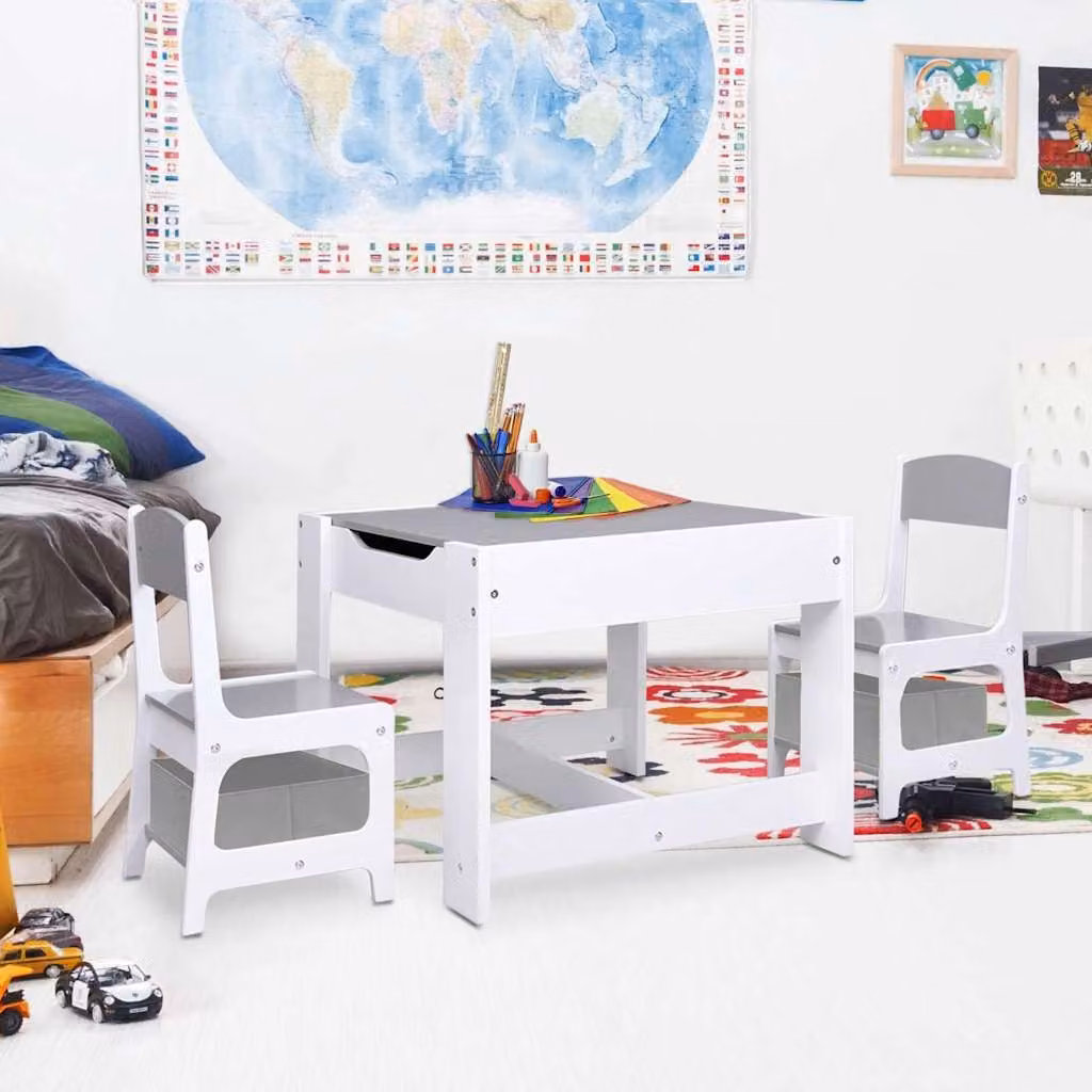 Set Tavolo e 2 Sedie per Bambini vidaXL Bianco in MDF