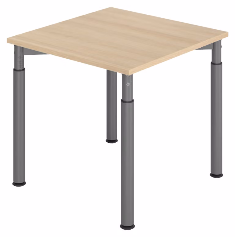 bümö Scrivania Serie-Y - Dimensioni: 80 x 80 cm, struttura: grafite, decorazione: rovere