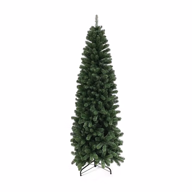 Albero di Natale Artificiale Slim Elbert VESTIAMO CASA, colore verde, Altezza: 180 cm, Diametro alla base: 74 cm