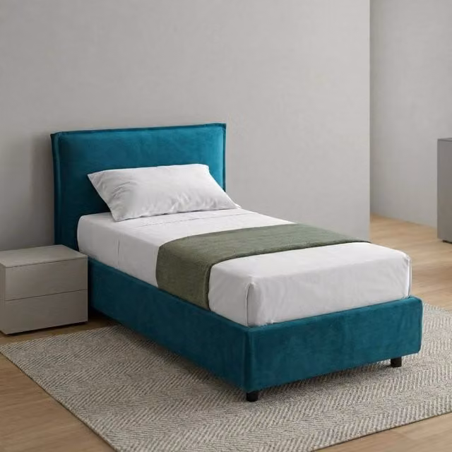 Letto Singolo Sfoderabile Brusson DMORA Made in Italy Azzurro – 1
