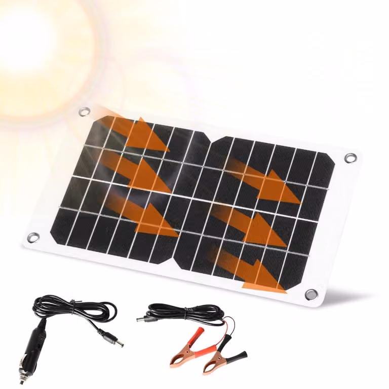 Modulo solare portatile da 12V e 20W con morsetto, dimensioni 310x190 mm