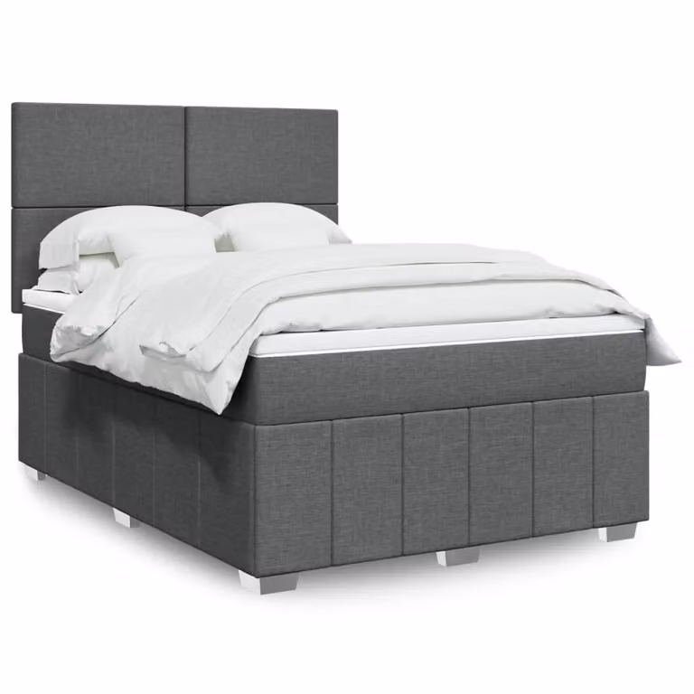vidaXL Letto Ibrido con Materasso Grigio e Bianco L: 160 cm, P: 200 cm
