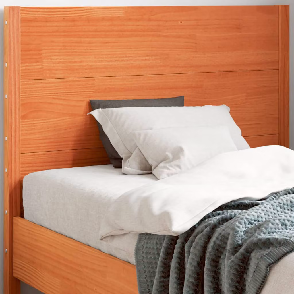 Testiera per letto vidaXL in legno massello di pino color marrone cera con stile rustico, Larghezza: 100 cm
