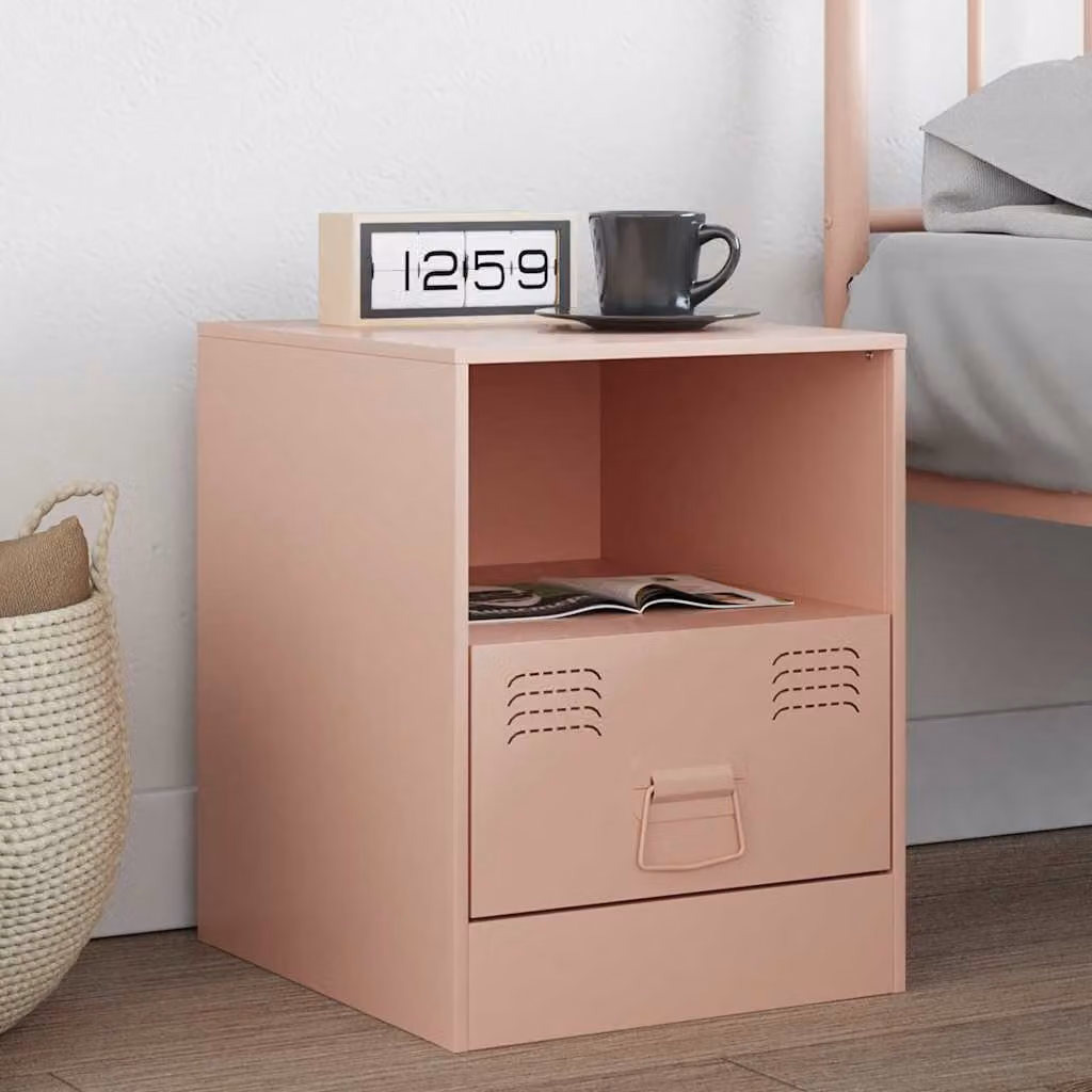 Comodino vidaXL Rosa in Metallo Moderno L/P/H: 34,5 x 39 x 44 cm