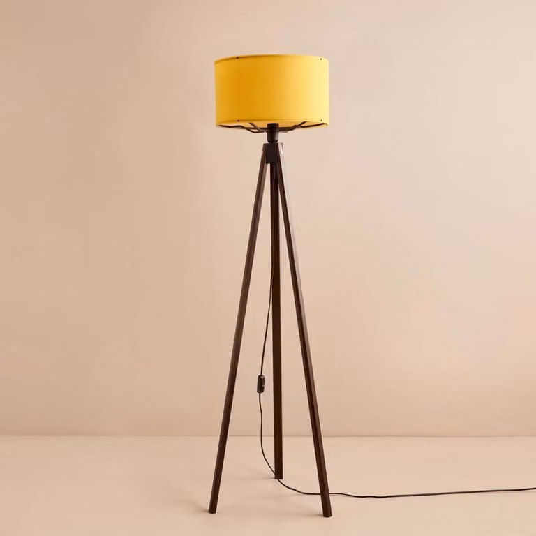 Opviq, AYD-3448, lampada da terra, 100% tessuto, senape, 21 x 21 x 140 cm