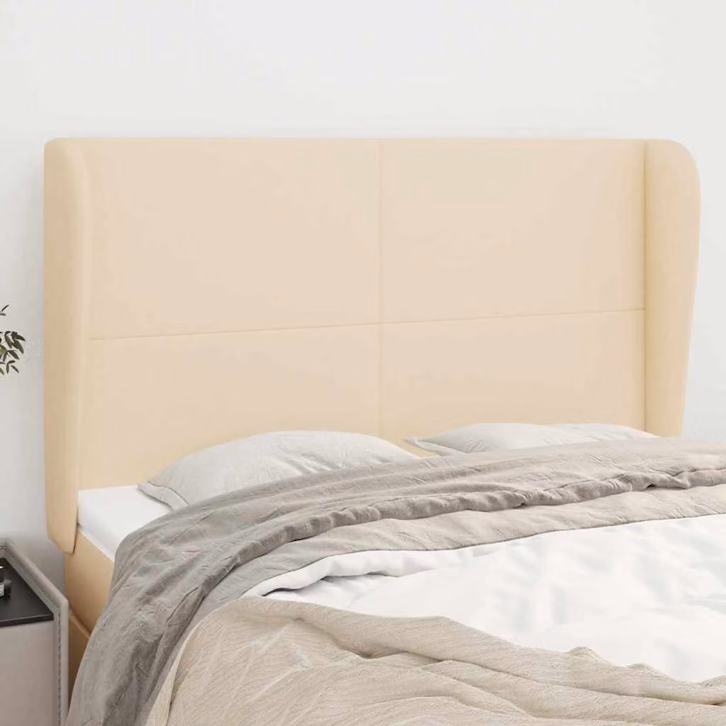 Testiera ad orecchio vidaXL in tessuto beige L: 147 cm, P: 23 cm, H: 118/128 cm