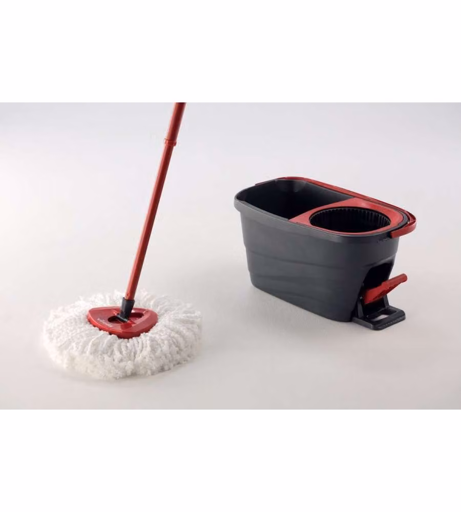 Kit lavapavimenti Vileda Turbo Smart con secchio, strizzatore e mop in microfibra, bianco e rosso – 3