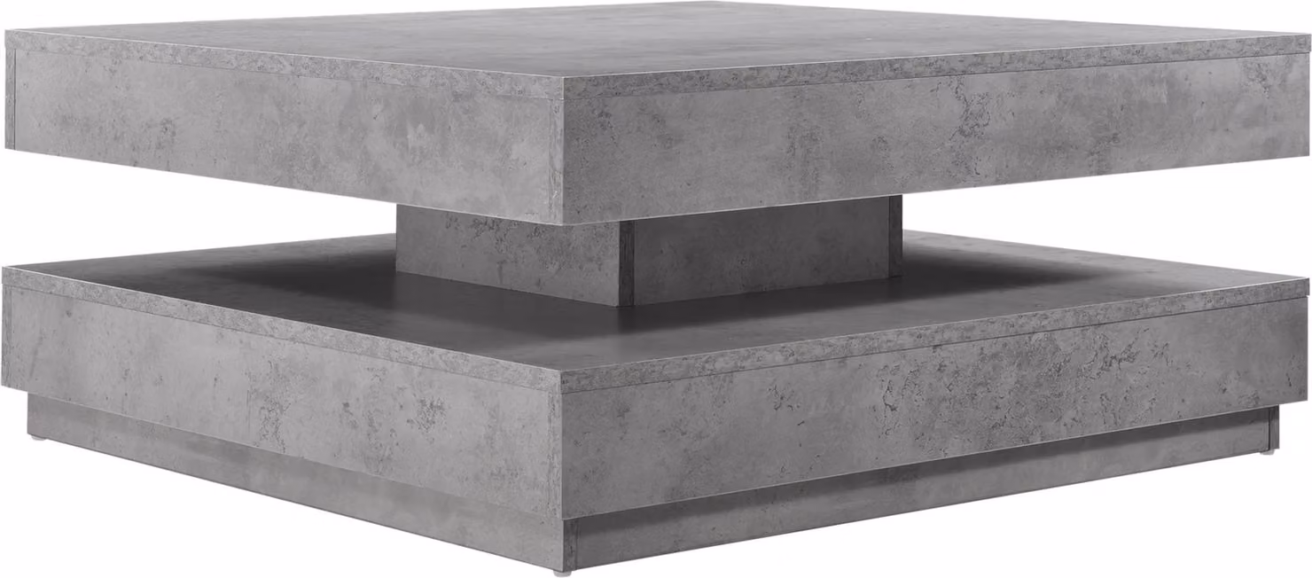Tavolino 'Florenz' Tavolo da soggiorno quadrato 76 x 76 x 38 cm piano girevole effetto cemento