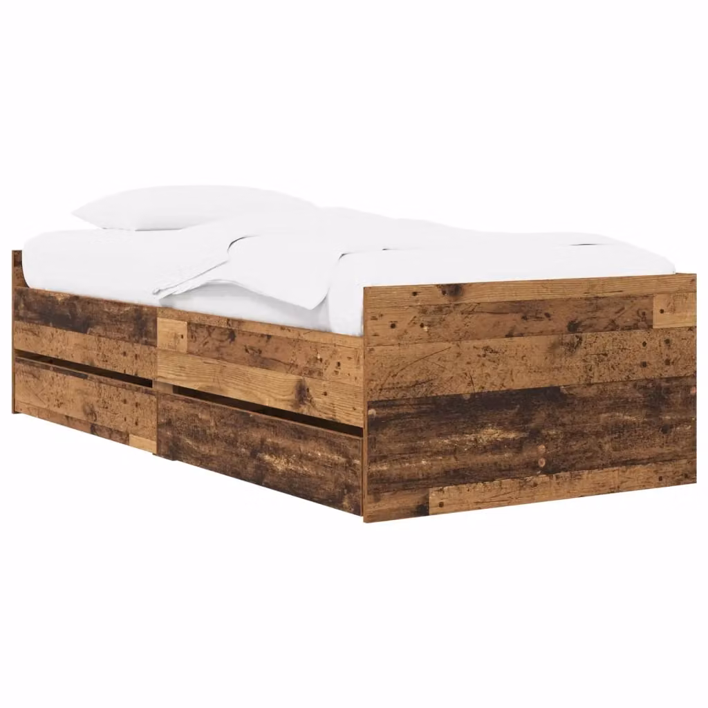 Struttura letto con cassetto in pino massello stile rustico color marrone vidaXL – 2