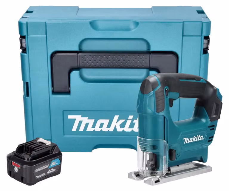 Makita JV 101 DM1J Seghetto alternativo a batteria 12 V max. 65 mm + 1x batteria 4,0 Ah + Makpac - senza caricabatteria