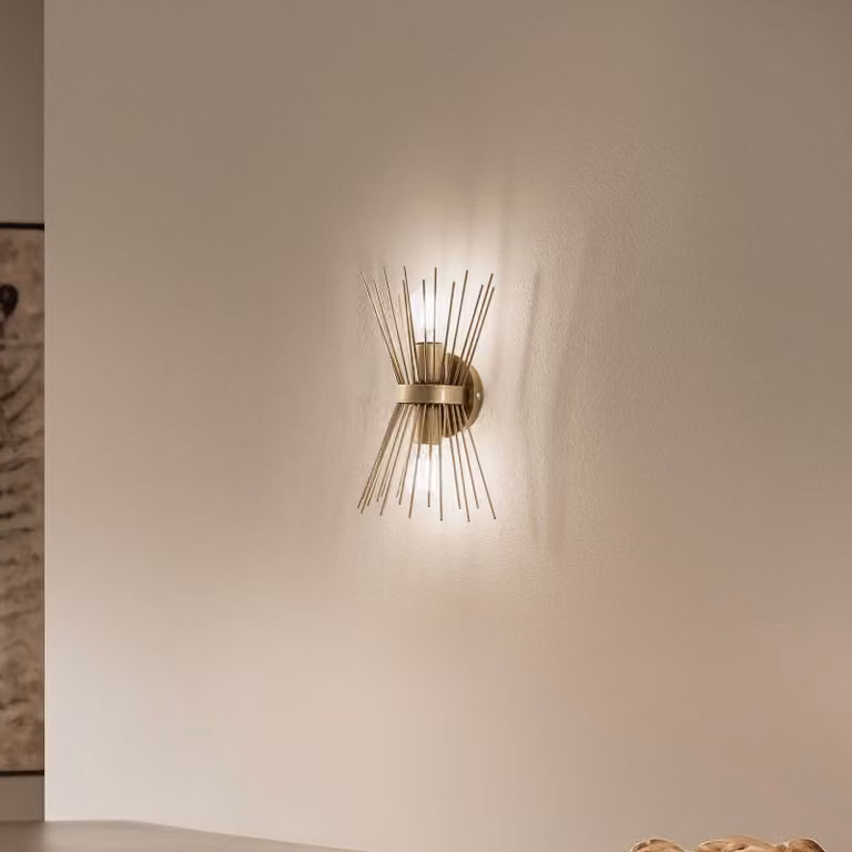 Applique da parete Kirpi 3092 Opviq, dimmerabile, Ottone / Oro, Soggiorno / Sala da pranzo, Metallo, Moderno, Applique