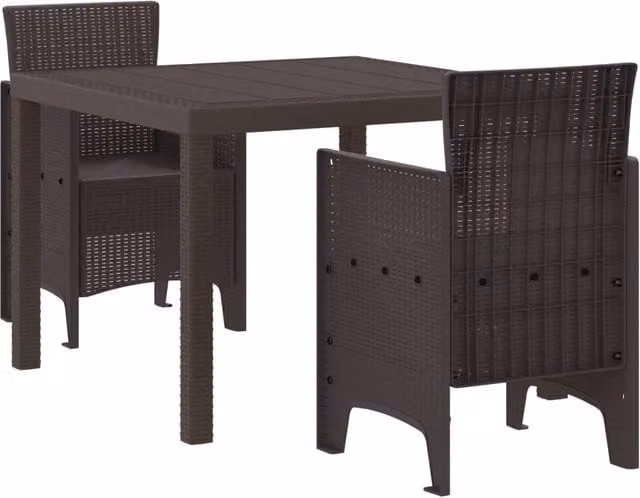 Set da Pranzo per Giardino 3 pz Marrone Polipropilene 3378677