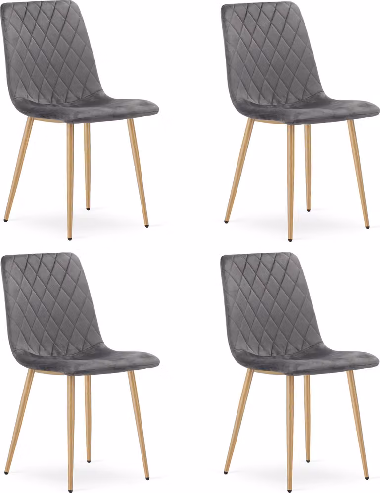 Sedia TURIN - velluto grigio scuro / gambe color legno x 4