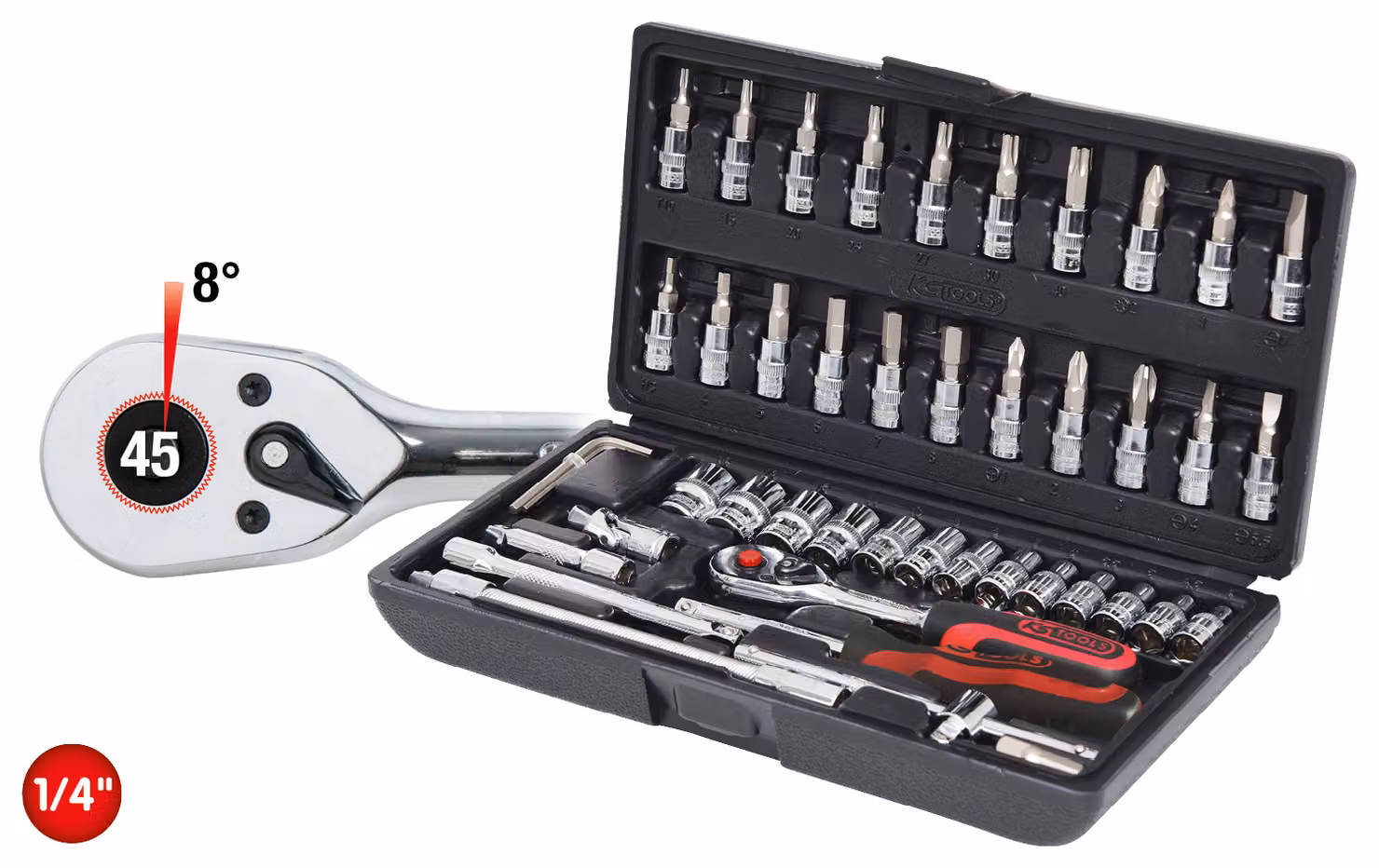 KS TOOLS 1/4" CHROME+ set di chiavi a bussola, 48 pezzi (918.0648)