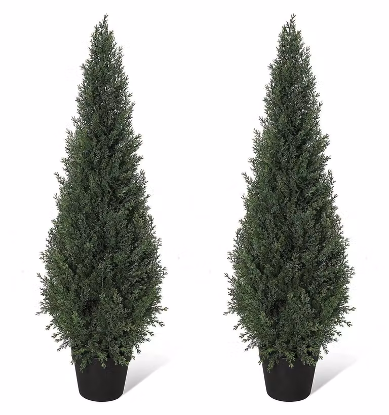Albero di cedro artificiale - Set da 2 in vaso - 125 cm - Resistente ai raggi UV - Per interni - Modello da terra - Materiale PE