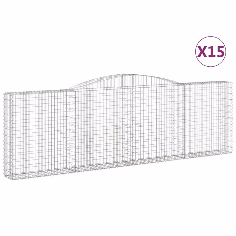 Cesti Gabbioni ad Arco 15 pz 400x30x120/140 cm Ferro Zincato