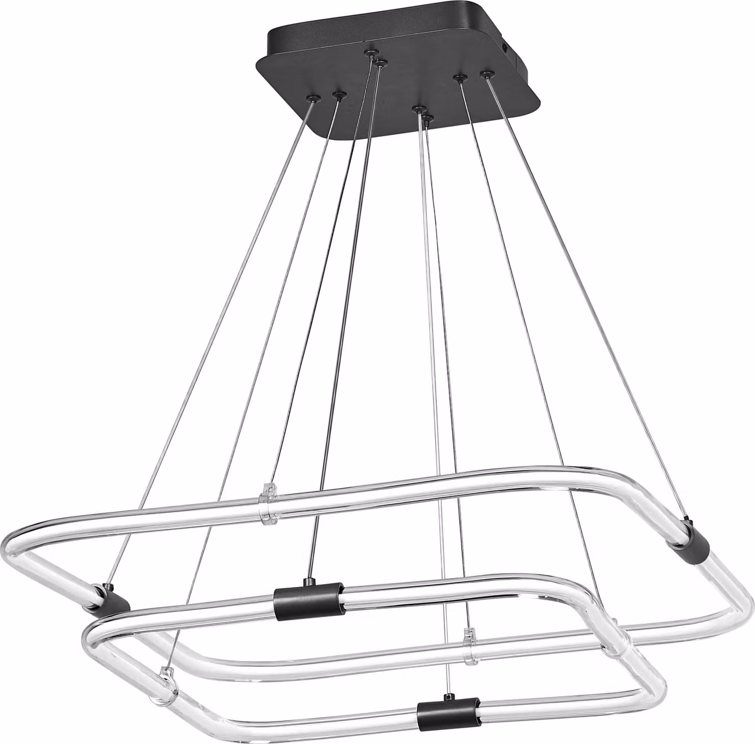 OSRAM Decor Tetragon apparecchio a sospensione a 2 luci in policarbonato curvo con design a LED e filamento, 23 W, 250 lm, 3000 K, 830 bianco caldo, dimmerabile a click, grigio scuro, plastica (PC), IP20