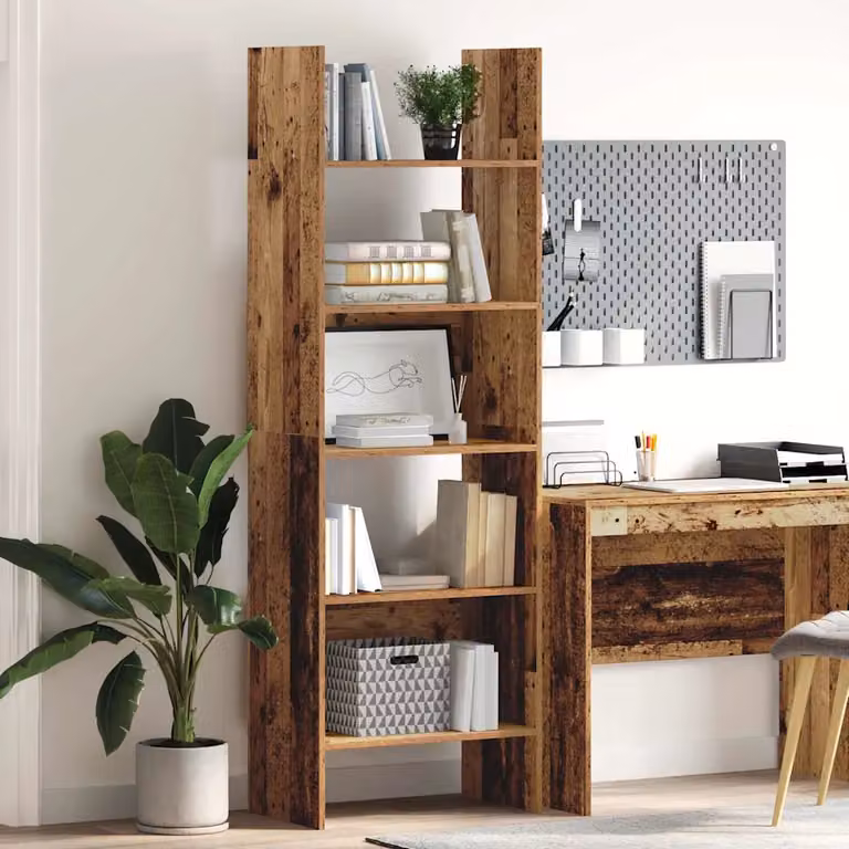 Armadio per libri vidaXL in legno effetto vecchio marrone con 5 livelli L 60 cm x P 35 cm x H 180 cm