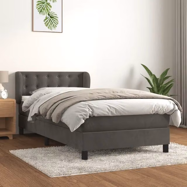 Letto Ibrido con Struttura in Legno di Larice e Velluto Grigio e Bianco vidaXL L/P/H: 90 x 200 x 93 cm