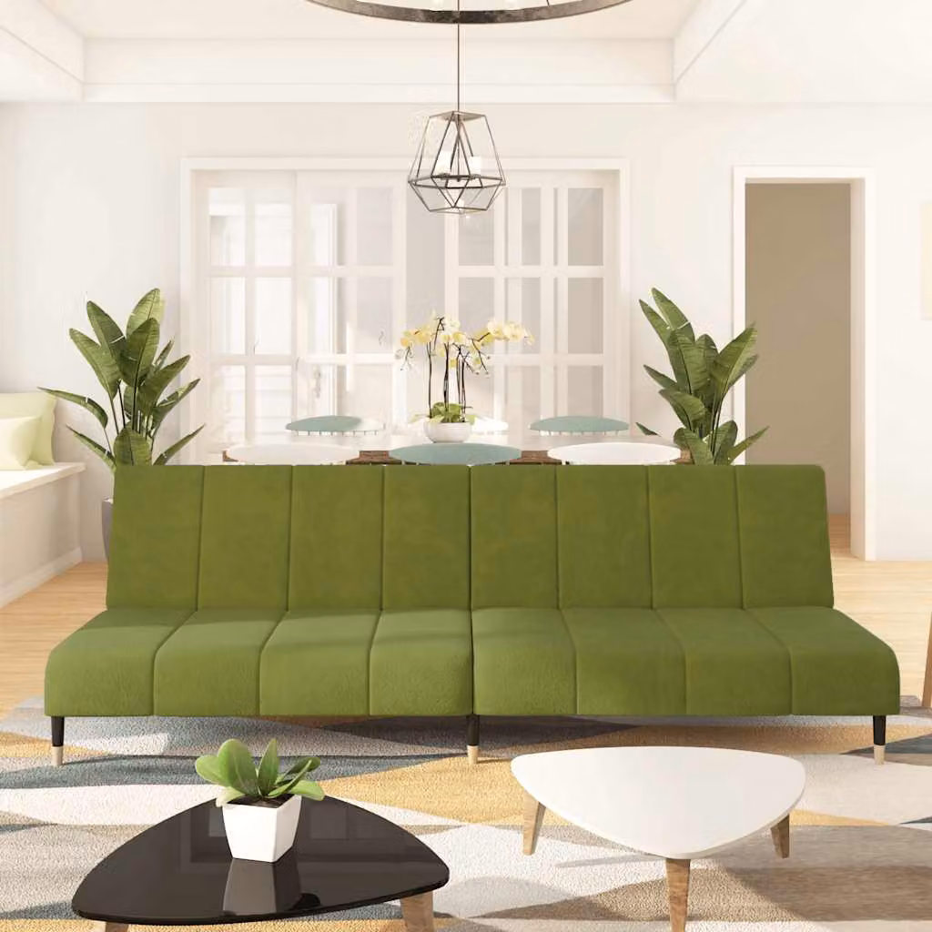 vidaXL Divano Letto Click-Clack in Velluto Verde con Poggiatesta Regolabile per Soggiorno e Ufficio, L/P/H: 200 x 90 x 69 cm