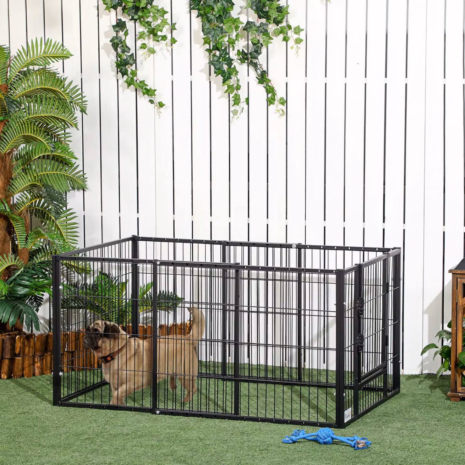 PawHut Recinto per Cani di Piccola Taglia in Metallo Nero Aosom per Interni ed Esterni L: 82.5-150 cm, P: 79 cm, H: 61 cm – 2