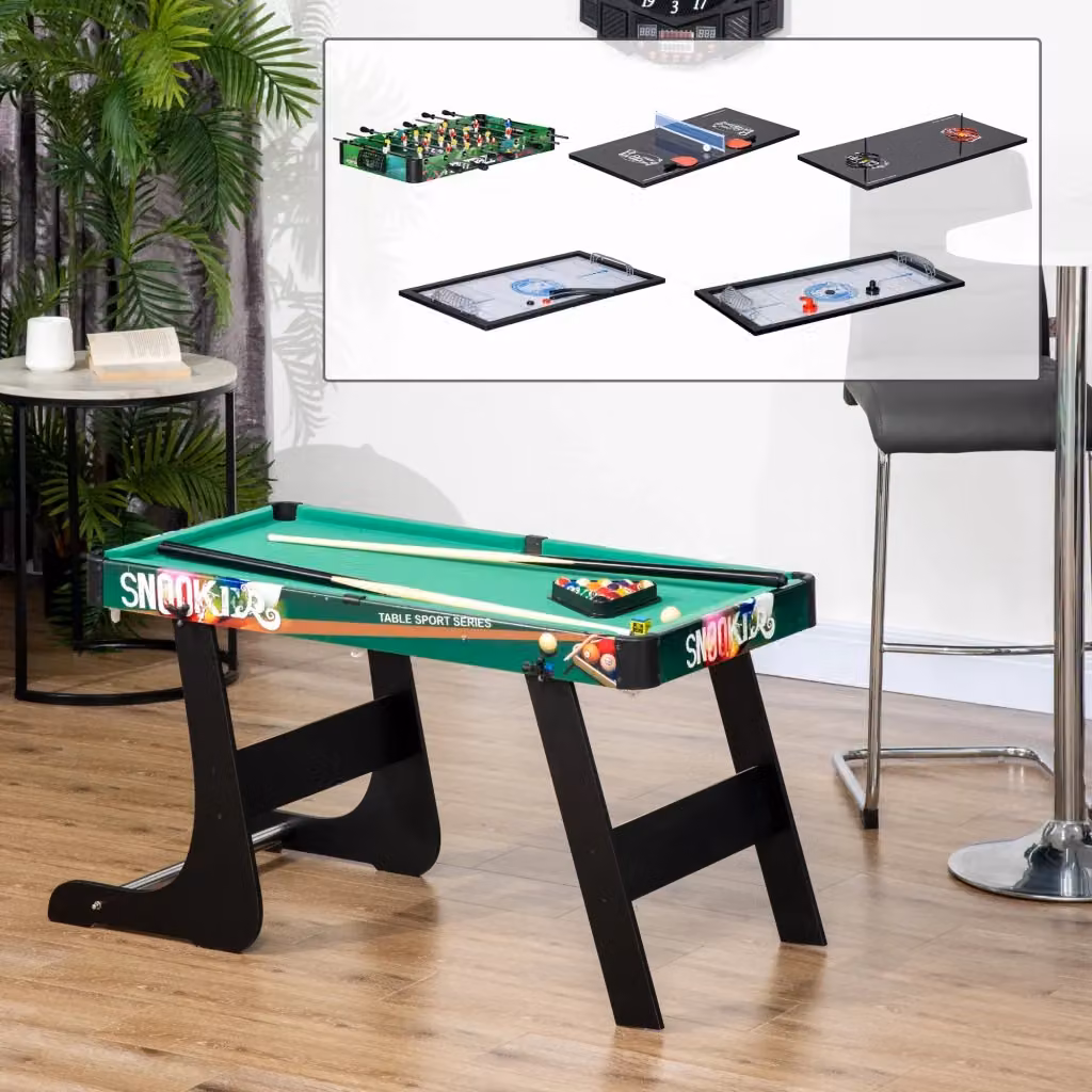 Tavolo da gioco 6 in 1 multicolore Giordanoshop con calcio balilla, biliardo, air hockey, ping pong, anelli e hockey su tavolo L: 118 cm, P: 104 cm, H: 71 cm – 2