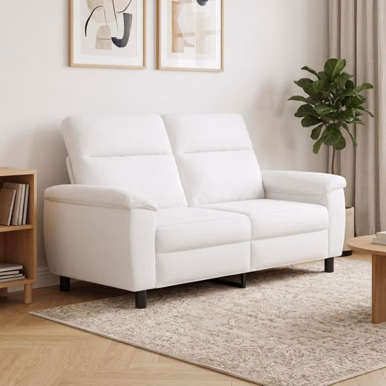 Divano moderno vidaXL in tessuto bianco con struttura in metallo L: 178 cm, P: 90 cm, H: 95 cm