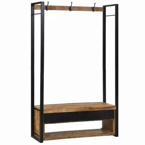 Stender portabiti in legno massello di mango e acciaio (110 x 40 x 179 cm)