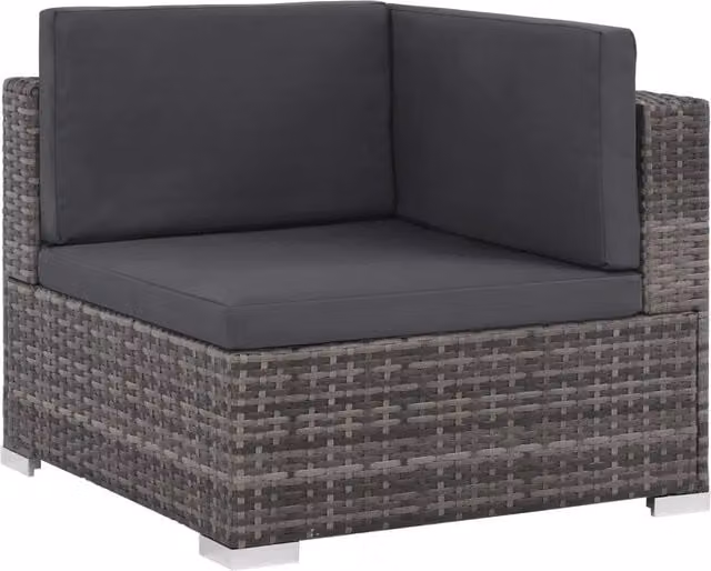 Set Divani da Giardino 6 pz con Cuscini in Polyrattan Grigio 44425
