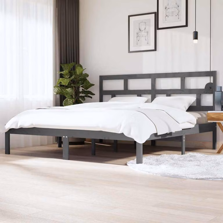 Giroletto vidaXL in legno massello di pino grigio con doghe piatte 200 x 200 cm