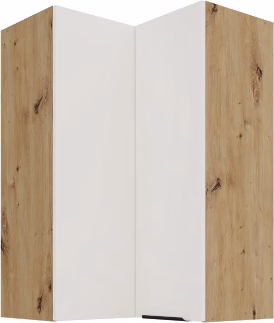 Mobile angolare alto LUNARA 2 - 60x60 cm, bianco / rovere artigianale
