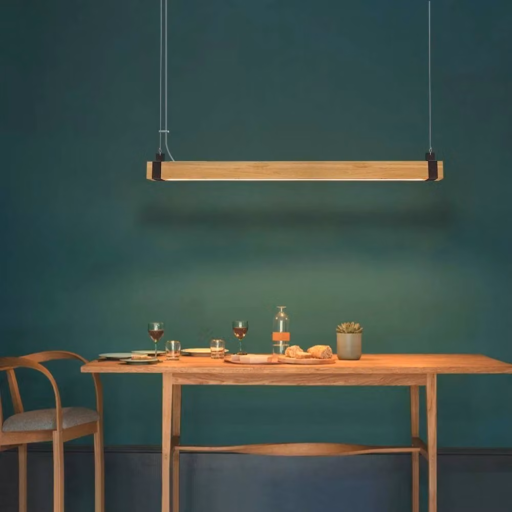 Lampada a sospensione ZMH in legno nero con telecomando e altezza regolabile in stile rustico per la tua sala da pranzo – 2