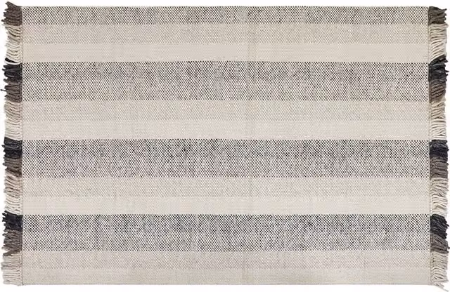 Tappeto Beliani in lana e cotone multicolore con design boho a righe e nappe, fatto a mano, L: 230 cm, P: 160 cm