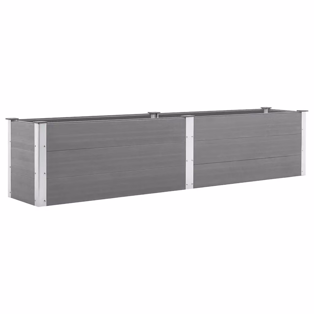 Letto rialzato da giardino MERCATOXL in WPC e acciaio, Grigio, L: 250 cm, P: 50 cm, H: 54 cm – 2
