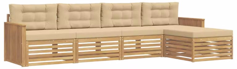 Set di divani da esterno, 5 pezzi, color beige