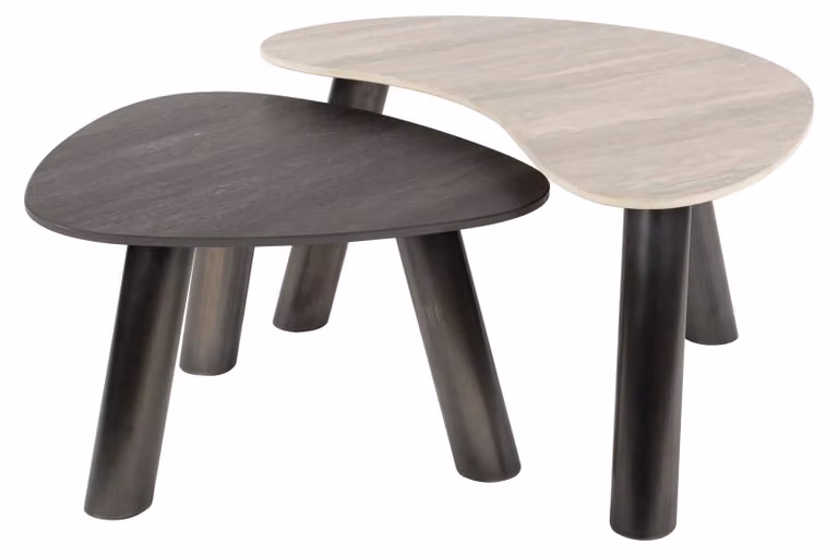 Tavolino FURNLUX Twin Grigio chiaro, grigio scuro e nero 88 cm (2 pezzi) / Colore principale: grigio / Dimensioni: 88 x 41 x 75 cm