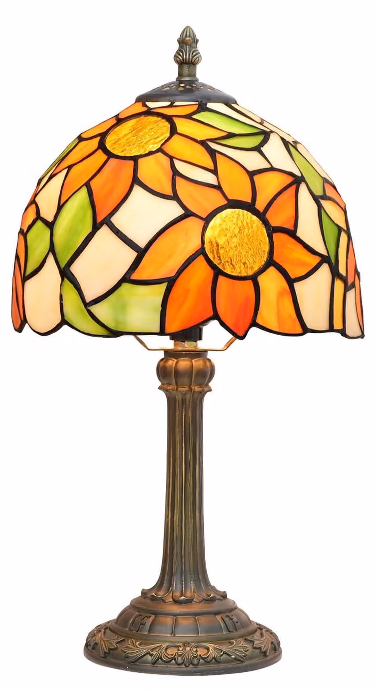 Lampada da tavolo Lampada da comodino Lampada notturna - Girasole - Vetro colorato - 12 W E27 - Camera da letto, soggiorno e ufficio