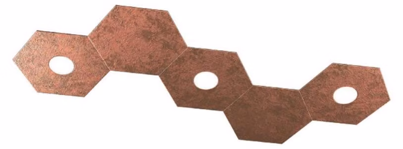 Plafoniera Moderna 5 Moduli Hexagon Metallo Foglia Rame 3 Luci Led 12X3W